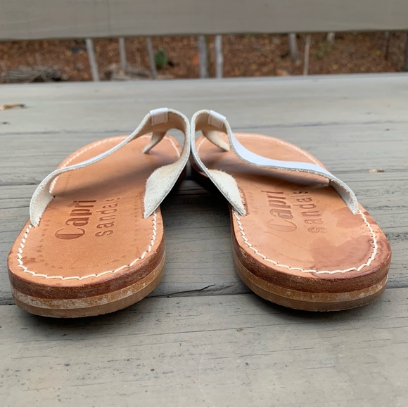 Capri Sandals white leather thong flip flops sandals made in Capri Italy size 9 - Picture 10 of 12